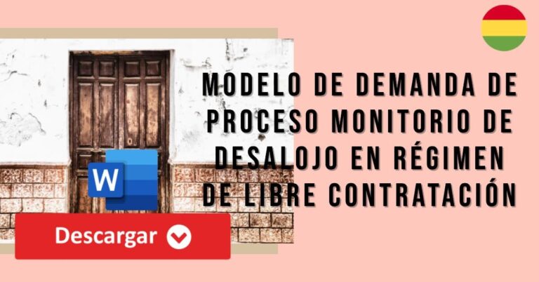 Demanda De Proceso Monitorio De Desalojo En Régimen De Libre Contratación